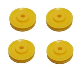 4 x Pulley no Boss, 25mm dia, yellow plastic (SAVE 50%)