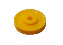 Pulley 25mm dia without boss, UK Yellow plastic 