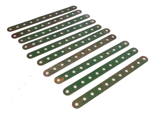 10 x Strip 11 holes, mid-green - used (part 2)